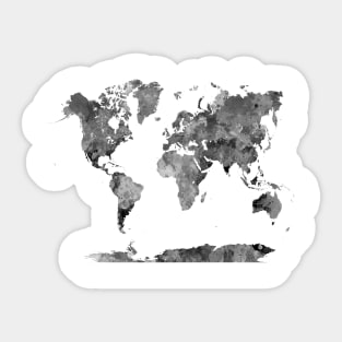 World Map Watercolor Black Sticker